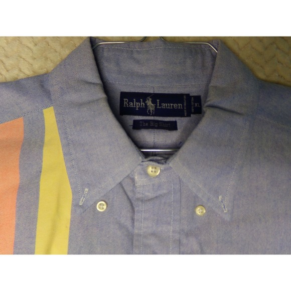 Ralph Lauren The Big Shirt Striped‎ Oxford Button Down Long Sleeve XL Retro - Picture 2 of 7
